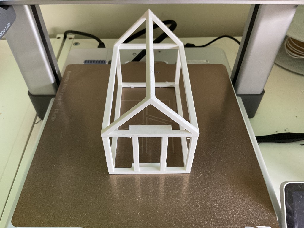 Wireframe house — 3D modeling and printing